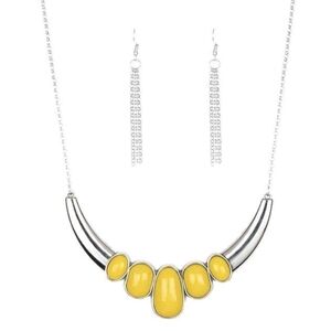 Paparazzi A Bull House Yellow Statement Necklace And Earrings New